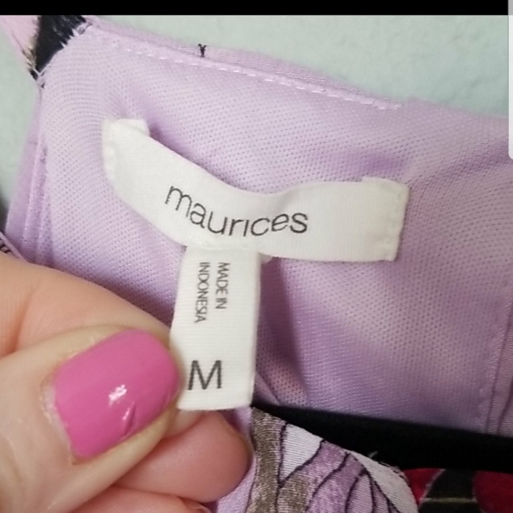 Maurices Romantic Lavender Purple Keyhole Sleeveless Floral Dress Medium - Picture 4 of 7